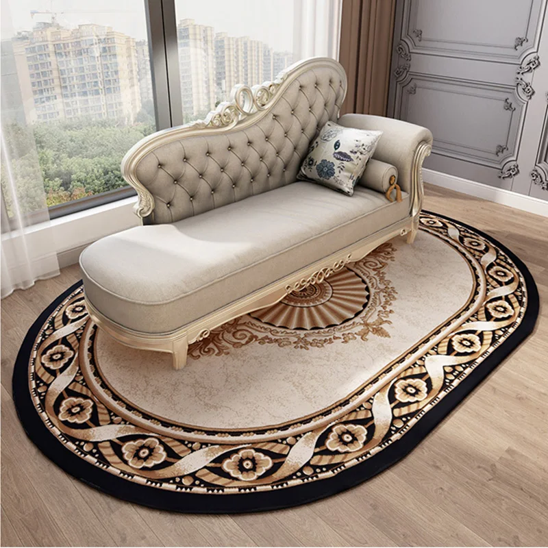 European Palace Oval Carpet for Living Room Home Decor Carpet Bedroom Study Room Thick Rug Cloakroom Area Rugs Floor Mat