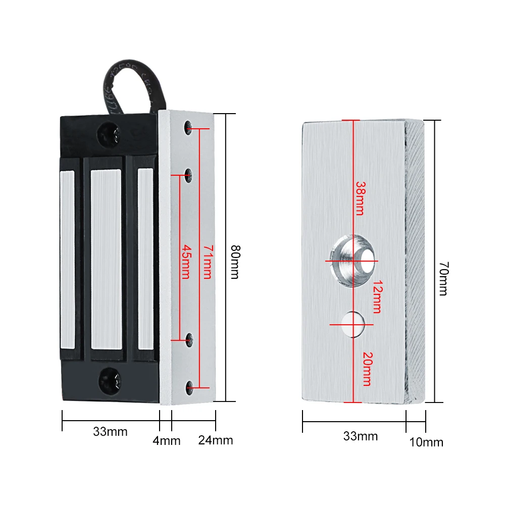 OBOHands DC12V Electric Magnetic Door Lock Mini 60kg/132lbs Metal Electromagnetic Lock for Cabinet Drawer Single Door Waterproof