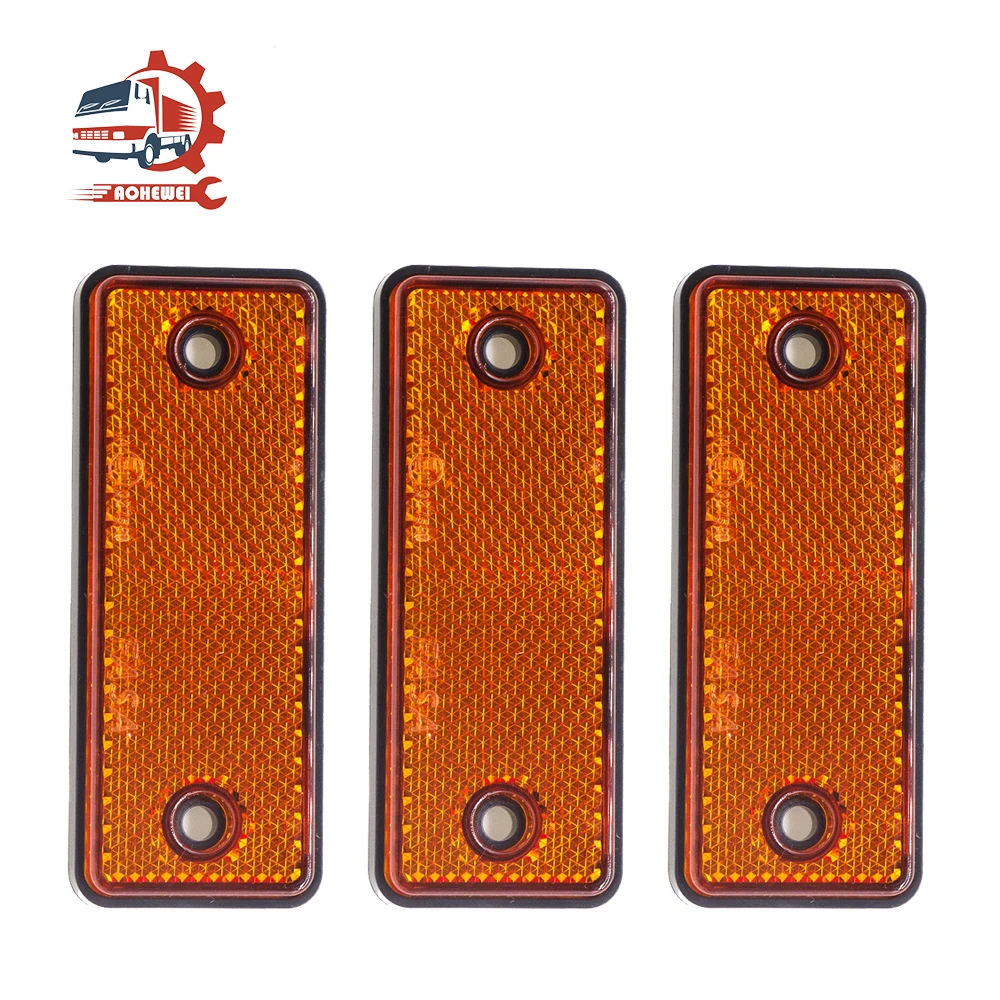 AOHEWEI 3x Amber Rear Reflector Reflective Strips for Gate Posts Night Safety Reflectors Screw Fix on Boat Trailer Caravan Truck