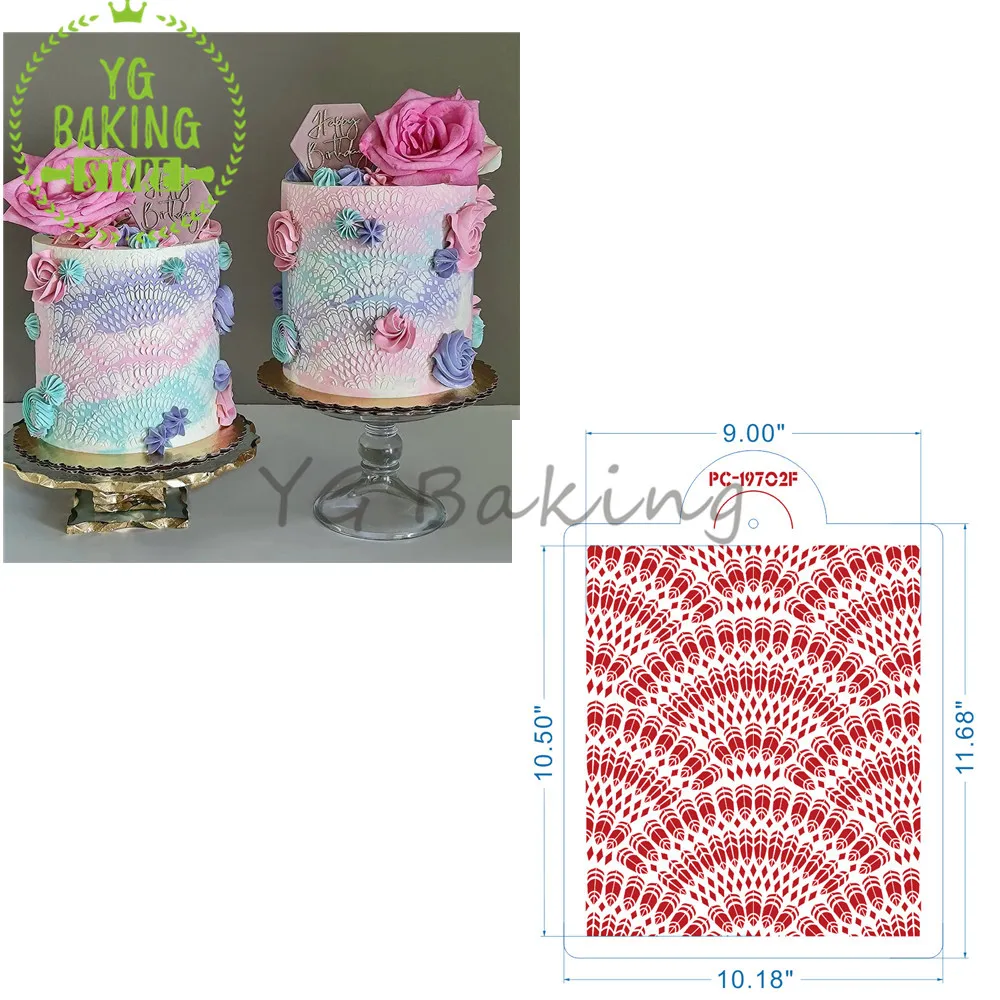 Various Styles Plastic Lace Side Wedding Cake Stencils Feather/Flower Template Cake Decorating Tool Kitchen Accessories