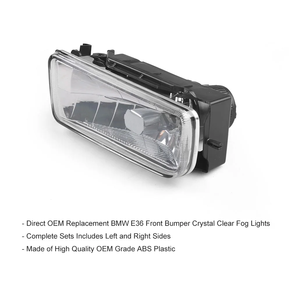 For BMW 92-98 E36 3 Series 2/4d Replacement Fog Lights Lamps Crystal Clear Lens Without Blubs