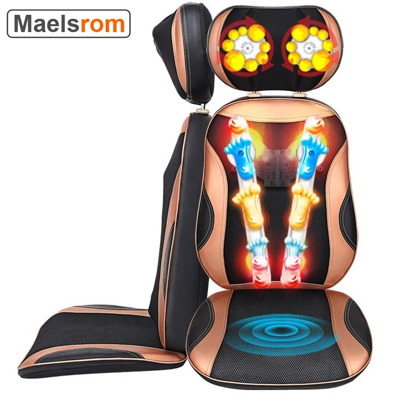 Anti-stress Full Body Electric Massage Pillow Heat Neck Back Cervica Shiatsu Massage Chair Compress Vibration Kneading Massager