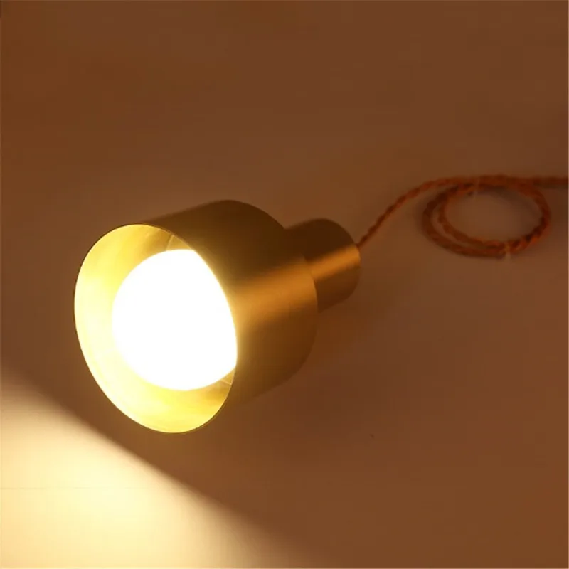 Brass Pendant Light Nordic single head trumpet lamp bedside bedroom entrance hallway personality bar LED loft pendant light