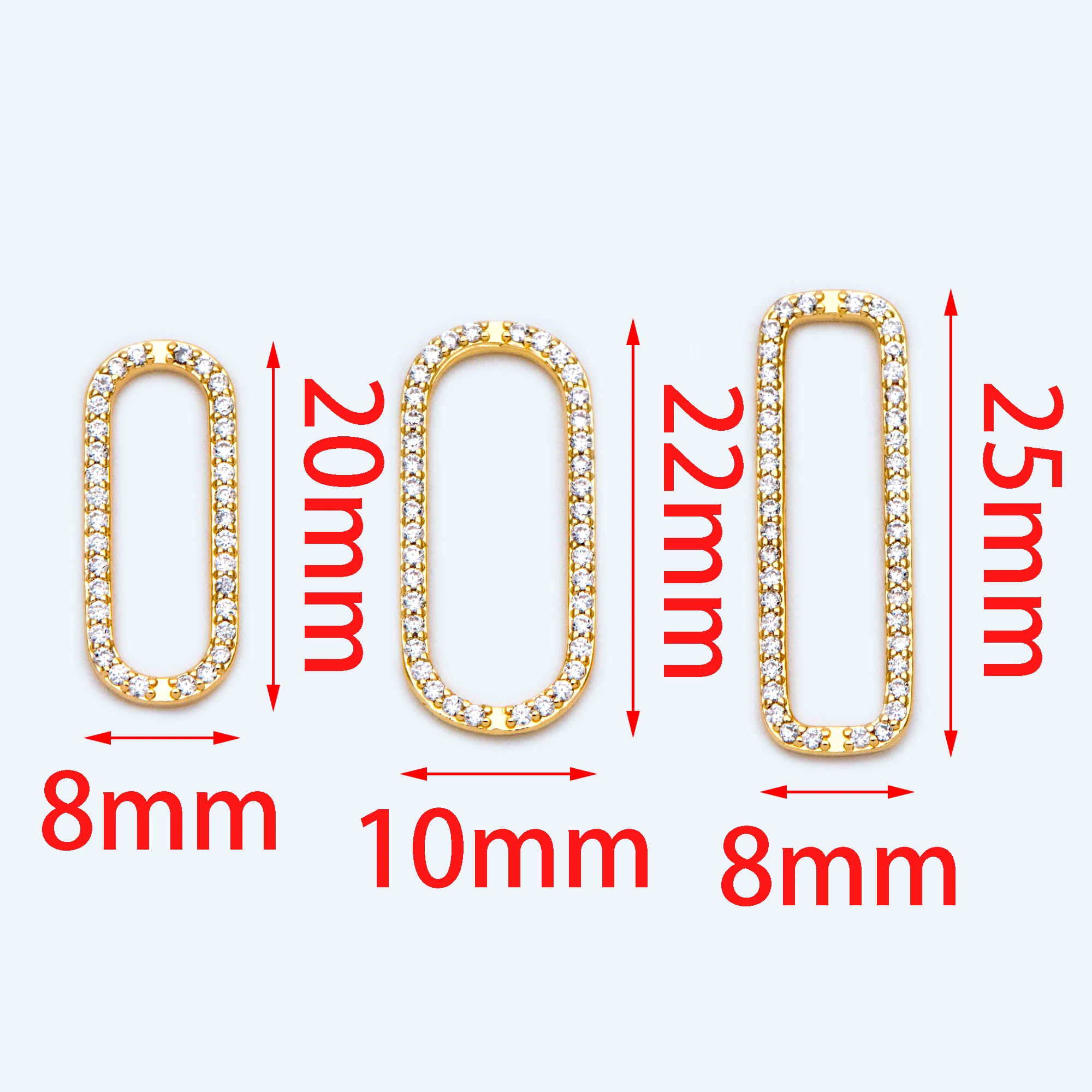 4pcs CZ Paved Gold Oval Link Charms, Brass Long Oval Hoops, Geometric Hoop Circle Connector Pendants for Jewelry Making