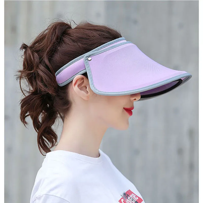 Women summer sun visor wide-brimmed hat beach hat adjustable UV protection female cap packable double layer protection Sun hat