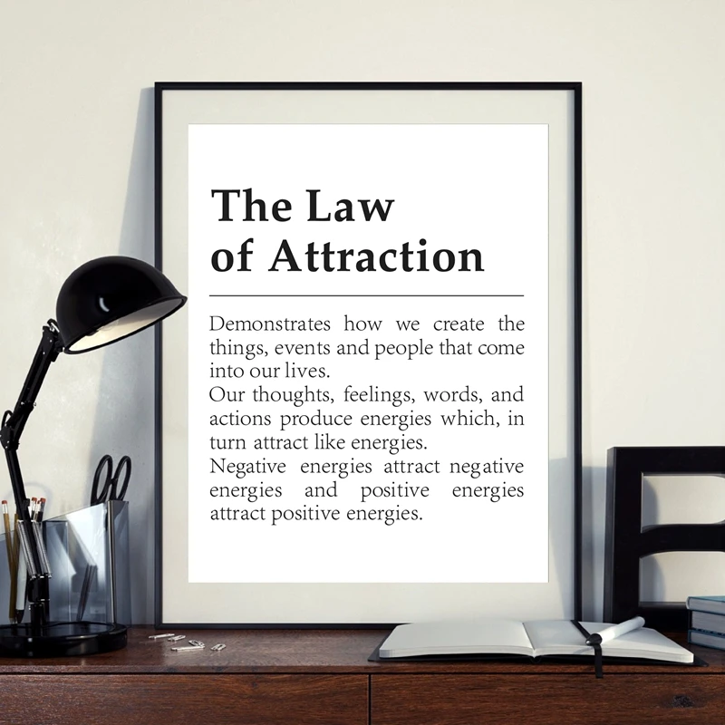 The Law of Attraction Definition Motivational Print Inspirational Poster Typography Modern Wall Art Canvas Painting Wall Decor