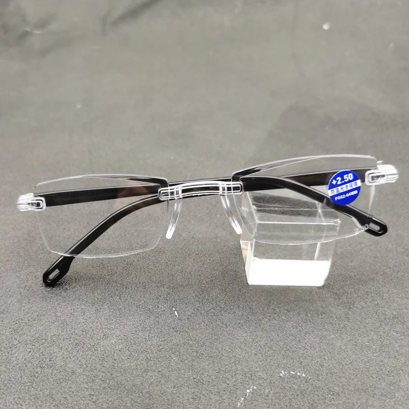 Anti Blue Ray Reading Glasses Men Women Rimless Cutting Presbyopia Eyewear Blue Light Blocking Glasses +1.0 1.5 2.0 2.5 3 3.5 4