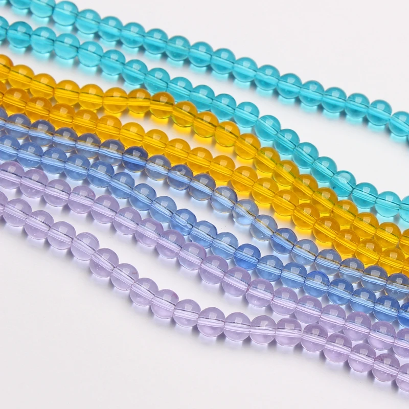 6mm 8mm Crystal Glass Beads Round Light Beads Loose Beads Spacer Beads For Jewelry Making Crystal Quartz Smooth Round Beads