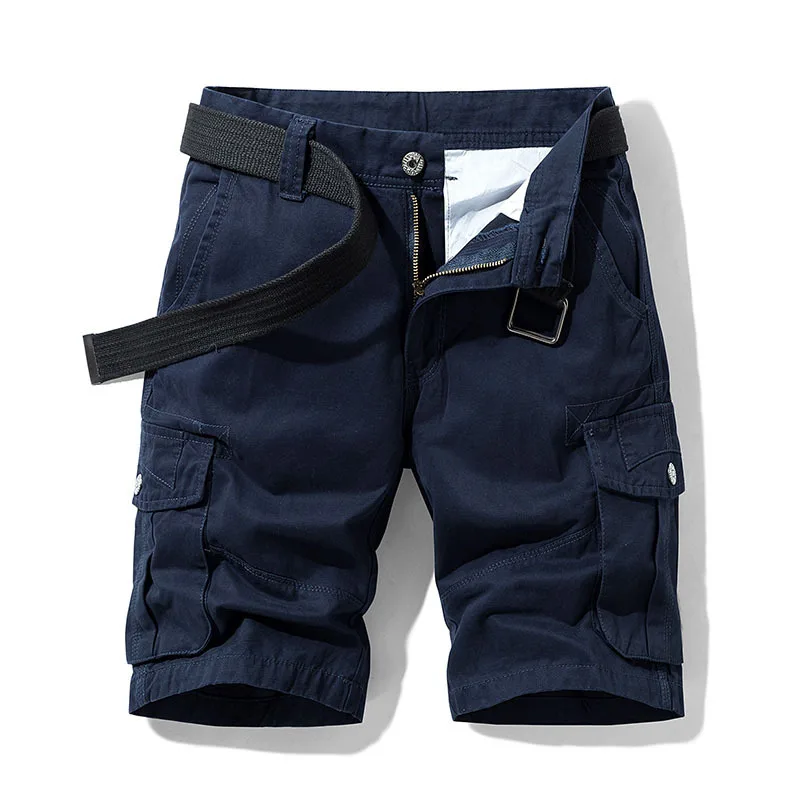 2024 Summer Men's Baggy Multi Pocket Military Cargo Shorts Male Cotton Navy Mens Tactical Shorts Short Pants 30-38 No Belt