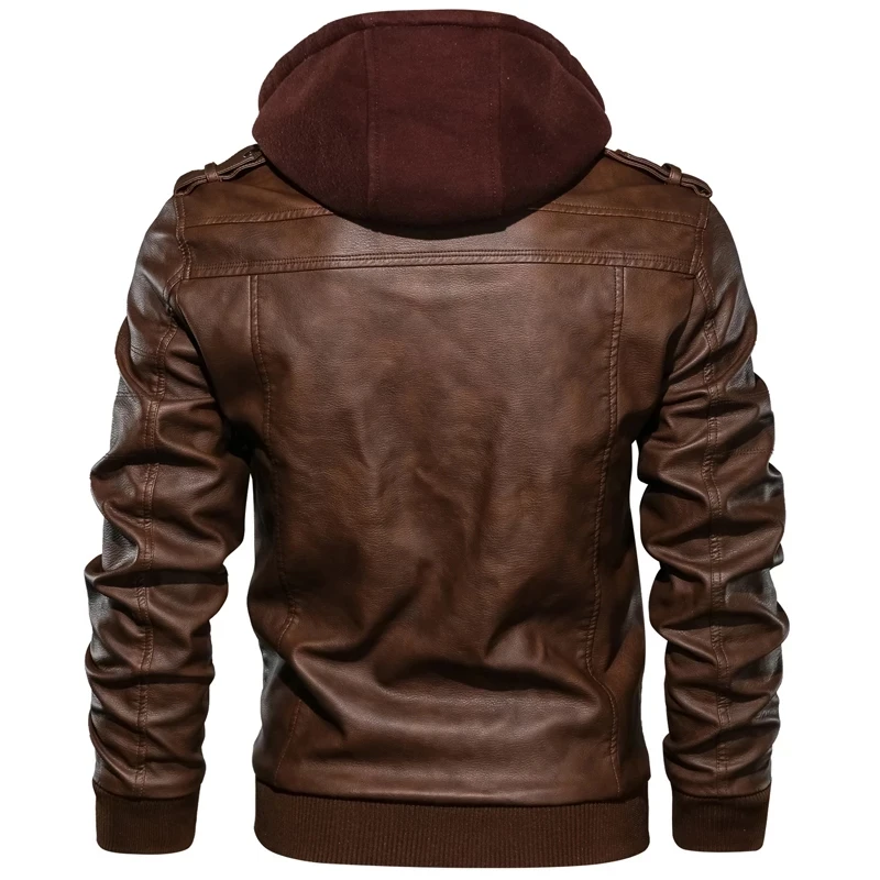 Leather Jacket Men\'s Winter Vintage Motorcycle Biker Leather Jacket Coat Windproof Warm Winter Pilot Leather Jackets