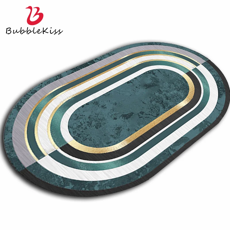 

Bubble Kiss Oval Carpet For Home Living Room Light Luxury Creativity Gold Line Pattern Floor Mat Home Geometry Bedroom Area Rugs