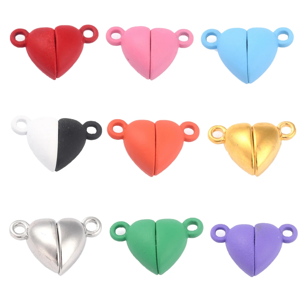 

50Set Alloy Heart Magnectic Clasps jewelry Accessories for DIY Couple Bracelet Necklace Connector Making,15x9.5x6mm,Hole:1.5mm