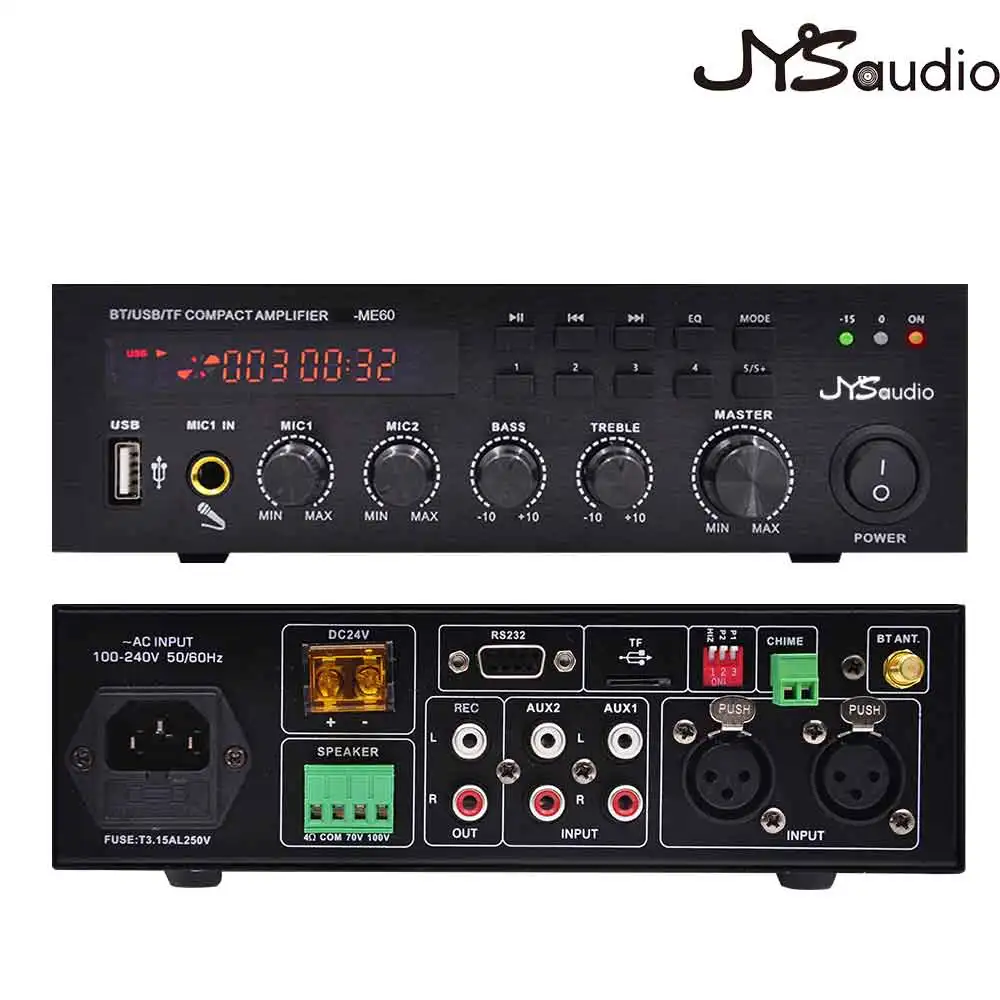 100V 70V 60W Bluetooth Công Suất Khuếch Đại Âm Thanh Âm Thanh HIFI Bass Xe Amplificador Karaoke Điện Ảnh Kỹ Thuật Số Amp nhà Cho Loa