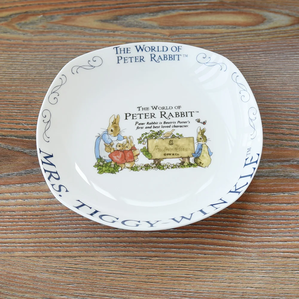 Rabbit ceramic tableware Dinner Plates and bowls Bone China dishes and plates square salad bowl fruit cake dessert plates