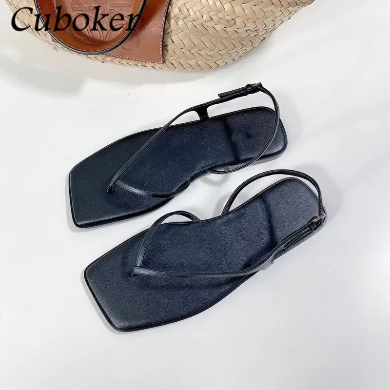 Brand Runway Flip Flips Sandals Women Genuine Leather Slides Ladies Slingback Summer Designer Flat With Shoes Gladiator Sandals