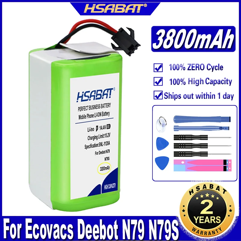 HSABAT Eufy Robovac 11 11S 12 15C 15S 35C 3800mAh Battery for Conga Excellence 990 Ecovacs Deebot N79 N79S DN622 Batteries