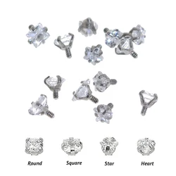 10Pcs 16G Zircon Top For Labret Lip Stud Zircon Components Internally Threaded For Prong Gem Monroe Tragus Helix Ear Piercing