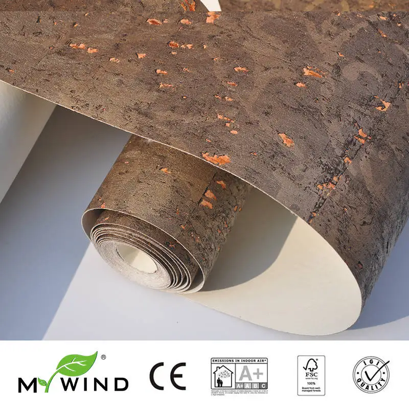 Imagem -02 - Mywind 0.91*5.5m Rolo Coppery Luxo 100 Material Design Casa Decoração Papel de Parede Papel Cortiça