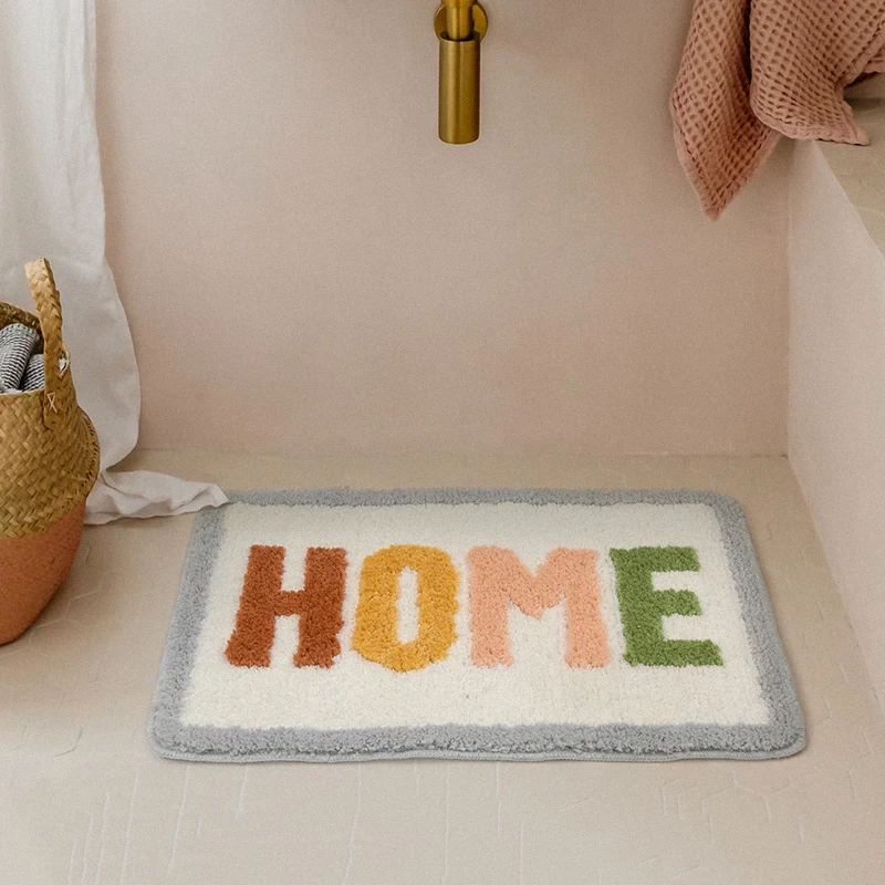 Tufting Bathroom Mat Soft Fluffy Letters Entrance Carpet Area Bedroom Floor Pad Rug Doormat Tidy Aesthetic Home Room Decor