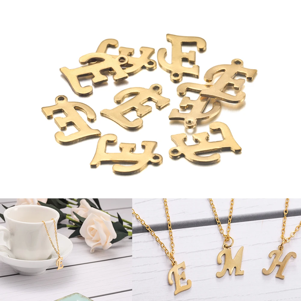 26/30Pcs Stainless Steel English Alphabet Pendant Fit Bracelet Necklace DIY Gold Color Letter Charms Jewelry Making Accessories