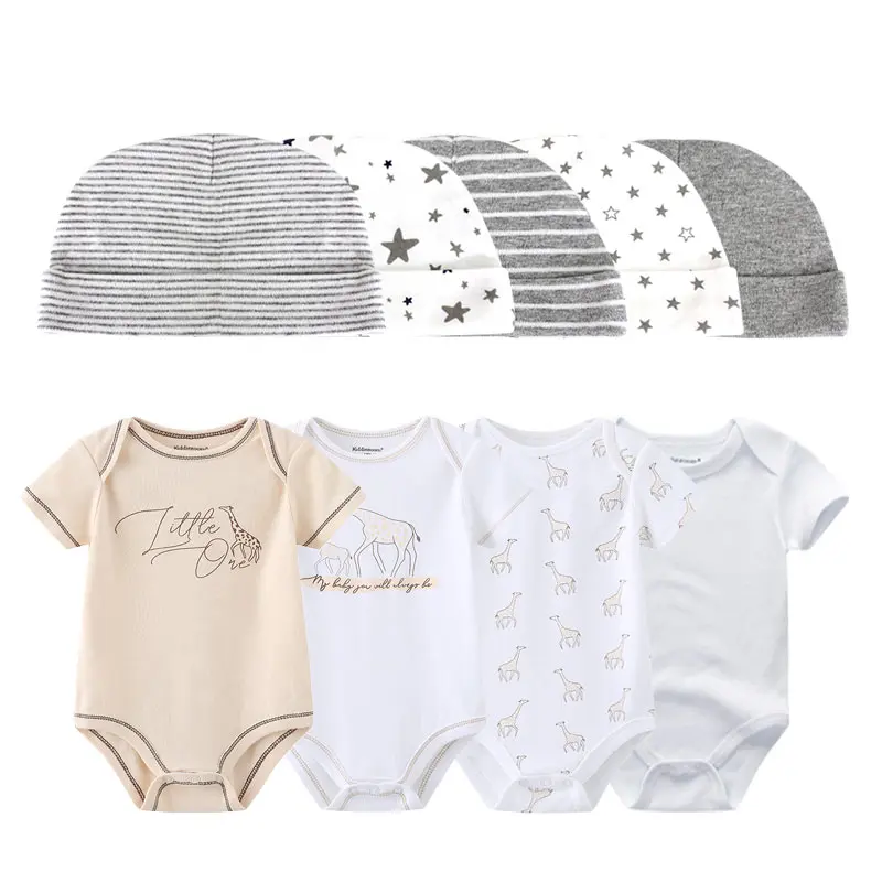 

0-6M Spring Baby Bodysuits+hats Infant Clothing Sets Baby Boy Girl Clothes Newborn Suits Baby Cotton Roupa De Bebe Baby Gift