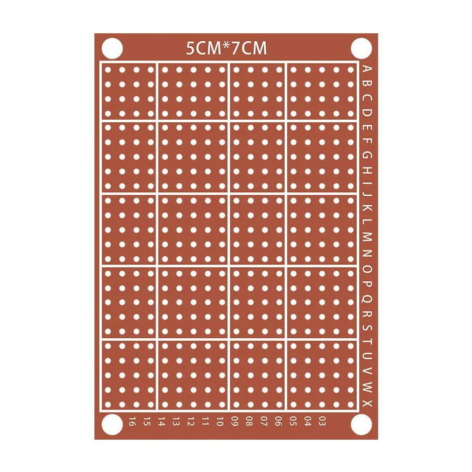 구리 퍼프보드 종이 복합 PCB 보드, 범용 브레드보드, 단면 인쇄 회로 기판, 5 cm x 7 cm, 20 개