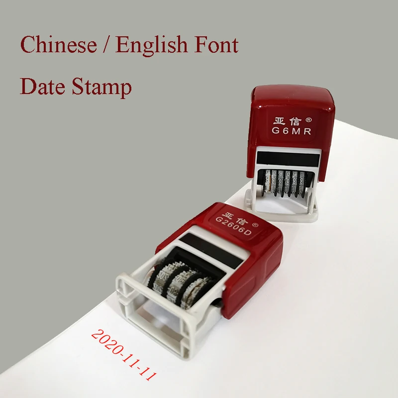 Roller Date Stamp With Inner Inkpad Chinese English Year Month Digital Seals DIY Hand Account Self-inking Stamps Adjustable Chop