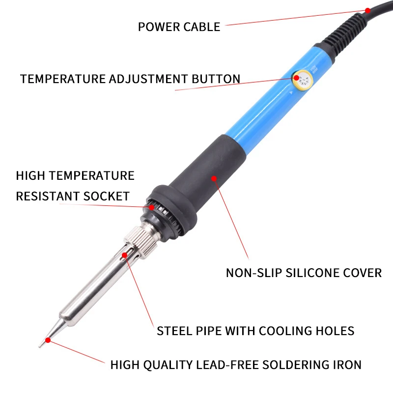 Kit de ferramentas para soldagem de ferro elétrico, pontas de aquecimento, temperatura constante, 220v, 110v, 60w
