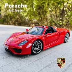 Bburago-Porsche 918 Spyder, modelo de coche de aleación de fundición a presión, colección Art Deco, herramientas de juguete, regalo, autorización de fábrica, 1:24, nuevo