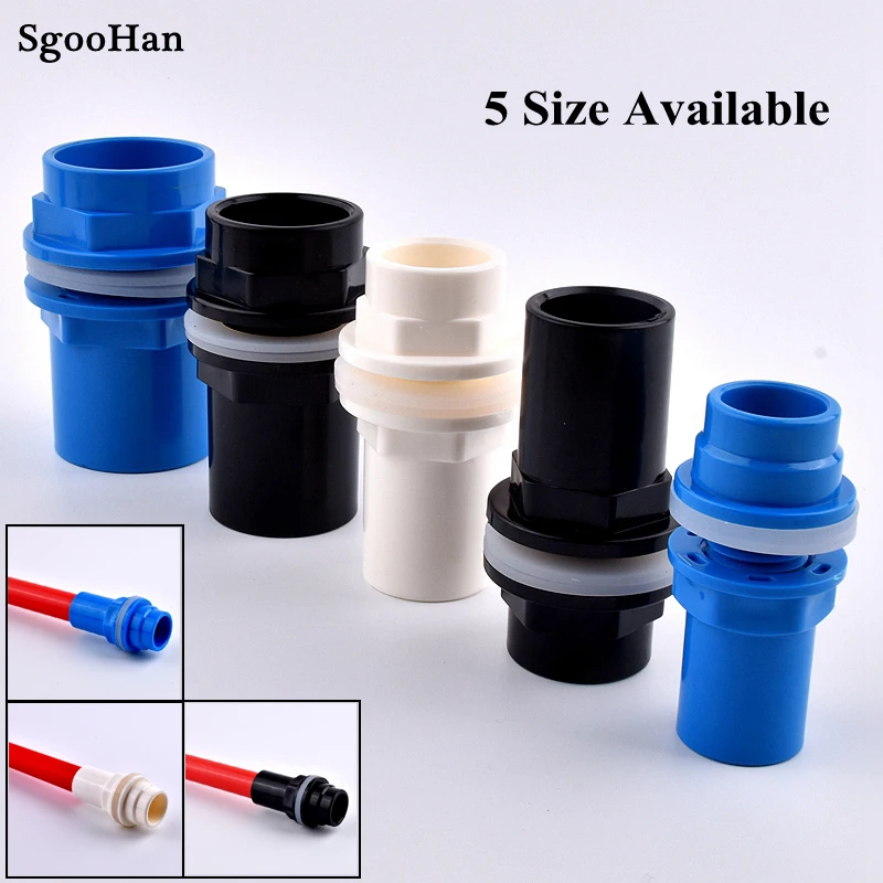 1pc 20~50mm PVC Pipe Water Inlet Outlet Aquarium Fish Tank Connectors Home DIY Overflow Thread Water Tank Tube Drain Joint