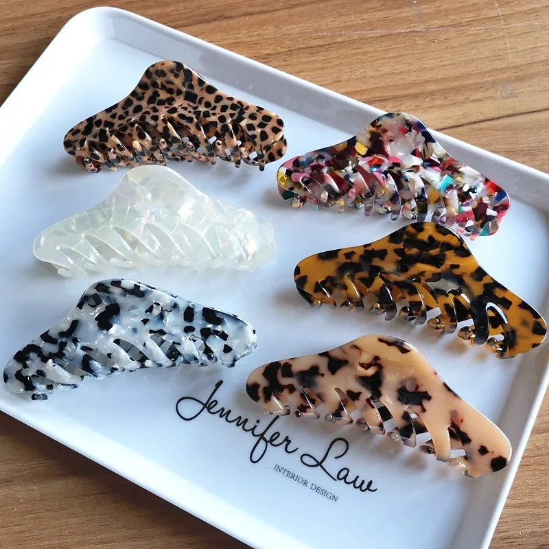 Fashion Crab Hair Clip Women Acetate Hair Clip Elegant Leopard Large Hair Claw Girls Hair Accessories Hair Barrettes Hair Clips