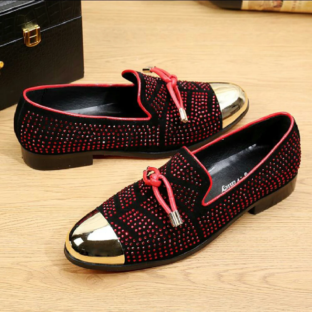 Zapatos de cuero de vaca de diamante de sopa de Metal de otoño, lujosos negocios comerciales, personalidad personalizada, fiesta social