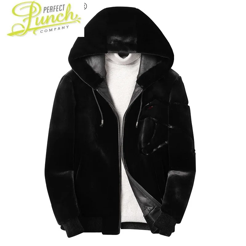 Autumn 2021 Real Suede Leather Jacket Male New Black Hooded Biker Jackets for Men Korean Clothes Jaqueta Masculina Gmm43