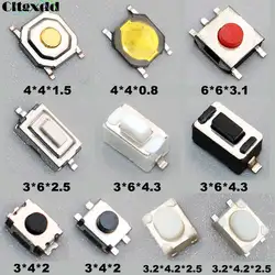 Cltgxdd Micro Switch 100PCS 10Type Assorted Push Button Tact Switches Reset Mini Leaf Switch SMD DIP 2*4 3*6 4*4 6*6 diy kit