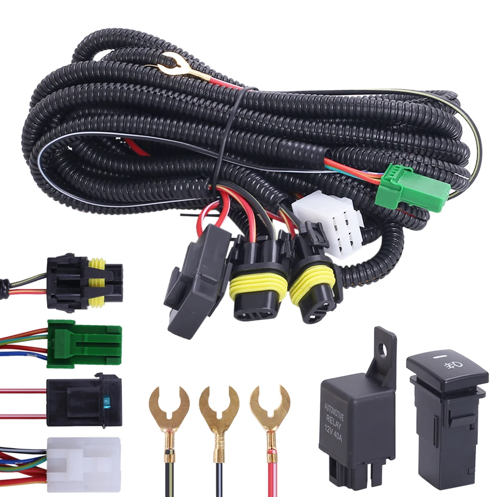 

12V 40A Car Fog Lamp Wiring Harness Socket Wire LED Indicator Switch Relay for Toyota Fog Led Light Accessories