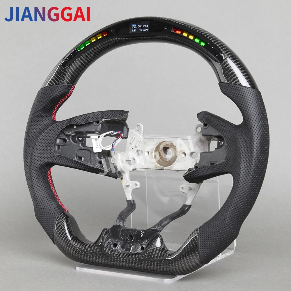 Carbon Fiber Steering Wheel For Honda Civic Gen 10th Type R 2016-2021 LED Carbon Fiber Steering Wheel Perforated Leather