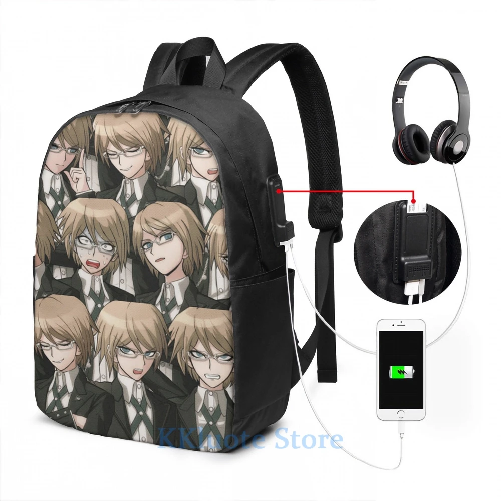 Funny Graphic print Byakuya Togami USB Charge Backpack men School bags Women bag Travel laptop bag