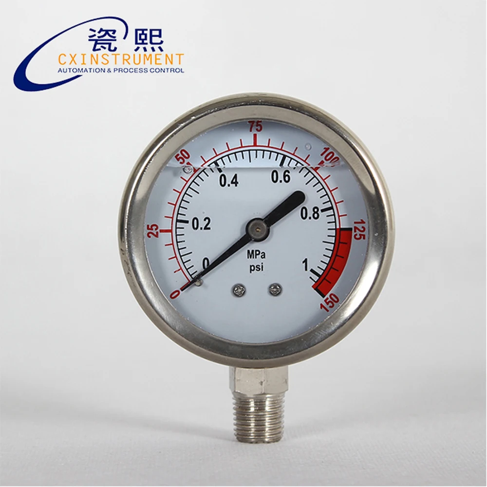 Radial Installation Filler Liquid 60Mpa Max pressure 60mm Diameter Fuel Pressure Gauge