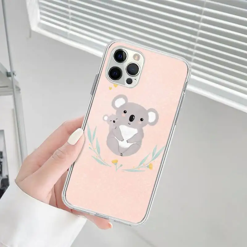 cartoon watercolor painting animal koala Phone Case for iPhone 13 12 mini 11 pro Xs max Xr X 8 7 6 6s Plus 5s cover