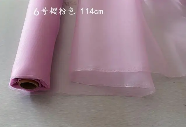 1 meter 100% Mulberry Silk 6 momme organza hard Silk Fabric solid colors 114cm 44\