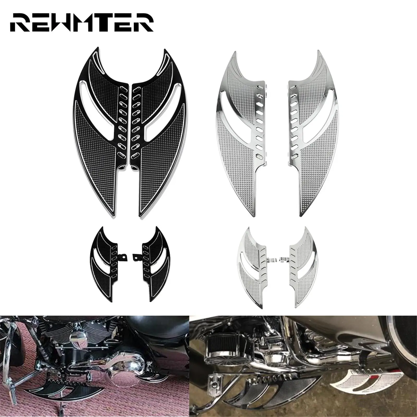 

Motorcycle Front Floorboards Passenger Footboard Male Mount Foot Pegs Black/Chrome Footrest For Harley Softail Dyna XL Touring