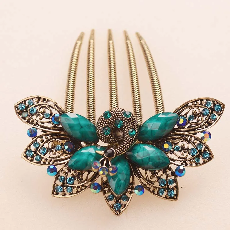 muylinda Peacock Hair Comb Hair Accessories Vintage Clip Jewelry Chinese Rhinestone Hair Pin For Women