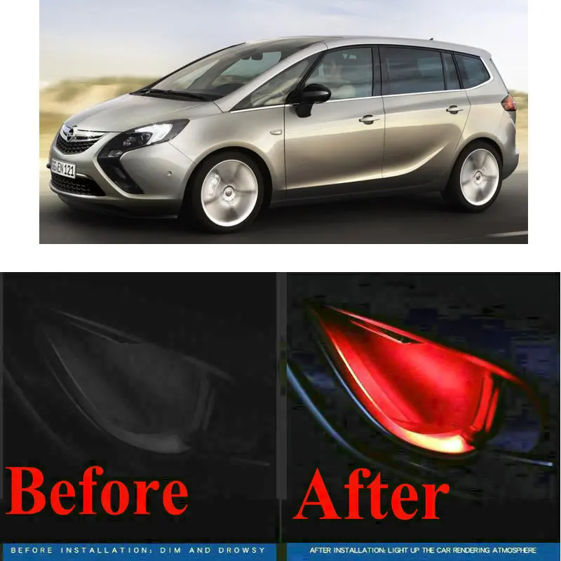 4pc CF style stickers on cars interior inside door handle atmosphere lamp for opel zafira a b tourer c p12