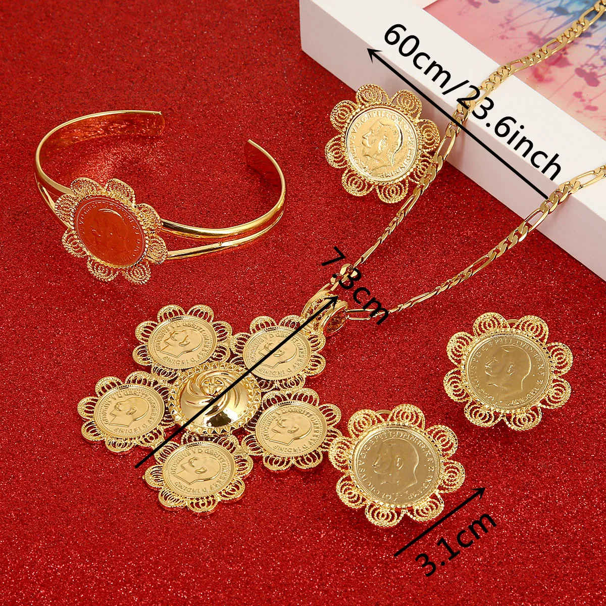 Ethiopian Gold Color Coin Jewelry Set Women Men Trendy Africa Coin Eritrea Habesha Jewelry