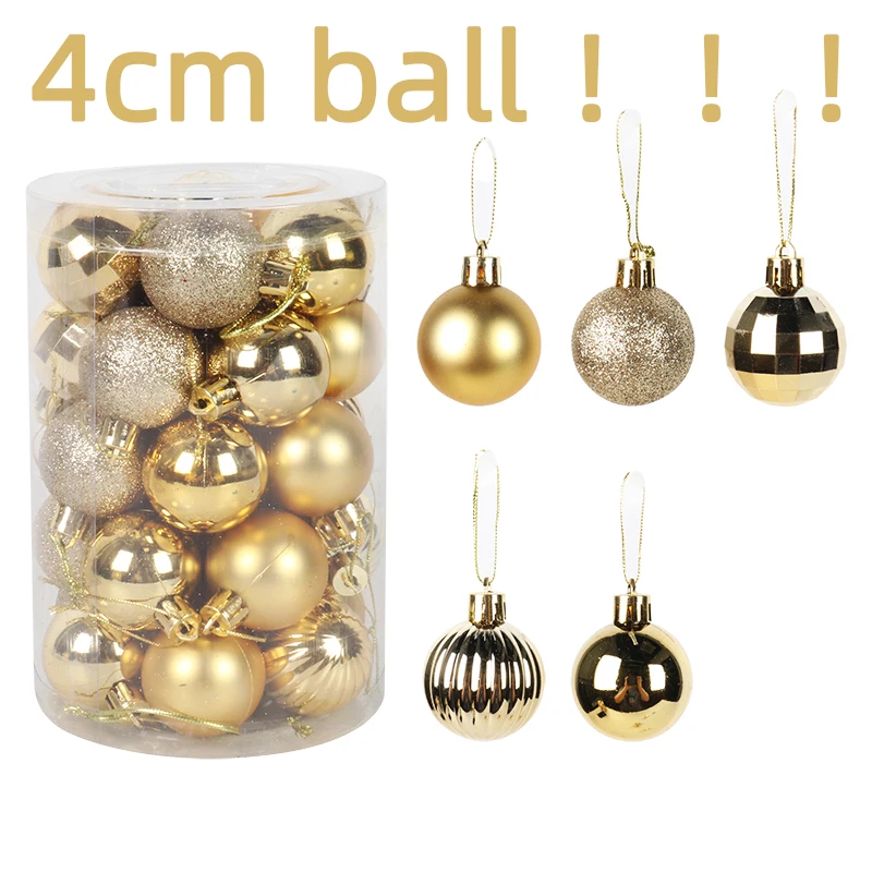 34pcs christmas ornament for xmas home decor plastic balls natal deco christmas ball 4cm 2023 hanging xmas tree pendant new year