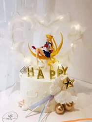 Anime Cute Girl Sailor PVC Action Figure Wing Sailor Cake Topper for Cake Decoration Supplie Cake Decoration Model Toy Doll
