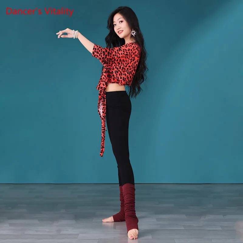 Belly Dance Suit Mesh Sequins Top Printed Ice Silk Skirt Performance Clothes Set Oriental Dancing Female Adult Practice Clothing