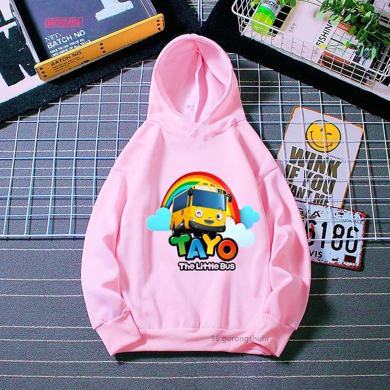 Kawaii Girls Hoodie Funny Tayo And Little Friends Cartoon Printed Children's Spring Autumn Sweatshirt Fashion Trend Girls Hoodie