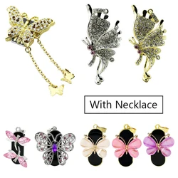 Clé USB 2.0 en forme de papillon en diamant, disque flash, 8 Go/16 Go/32 Go, capacité réelle, pour collier, bijoux, cadeau