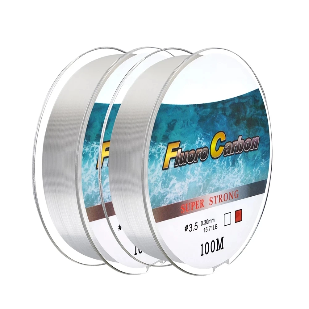 Hilo de Pesca con mosca, revestimiento de carbono, resistente al desgaste, fluorocarbono, 100M, 4-34LB